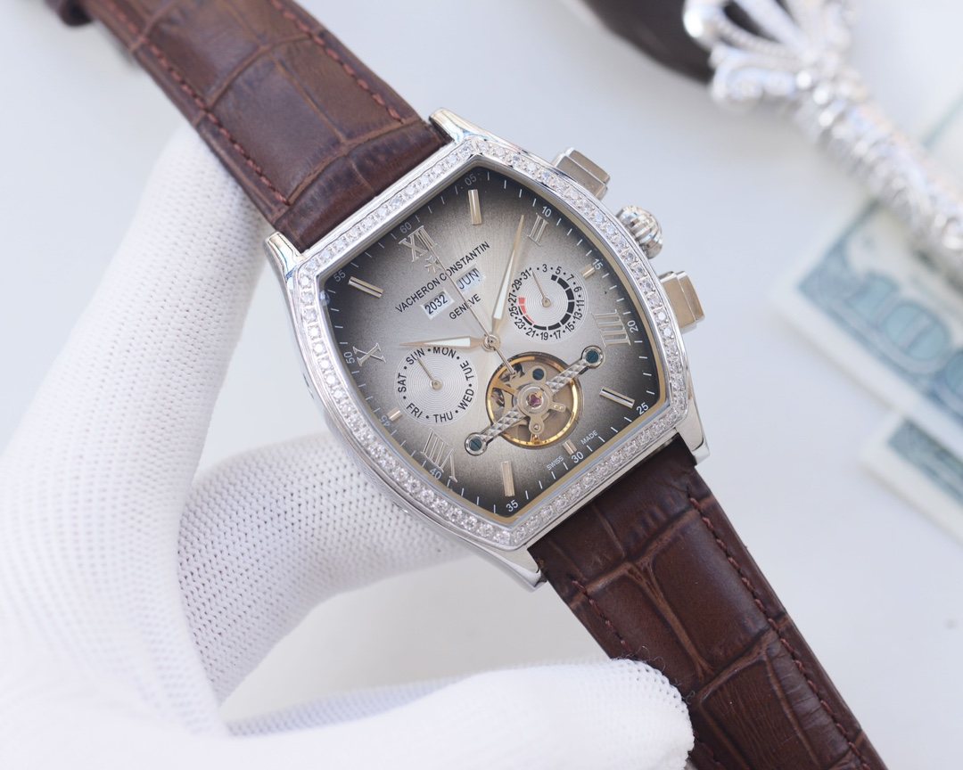 Vacheron Constantin Brown Silver Dial Strap Watch — hero