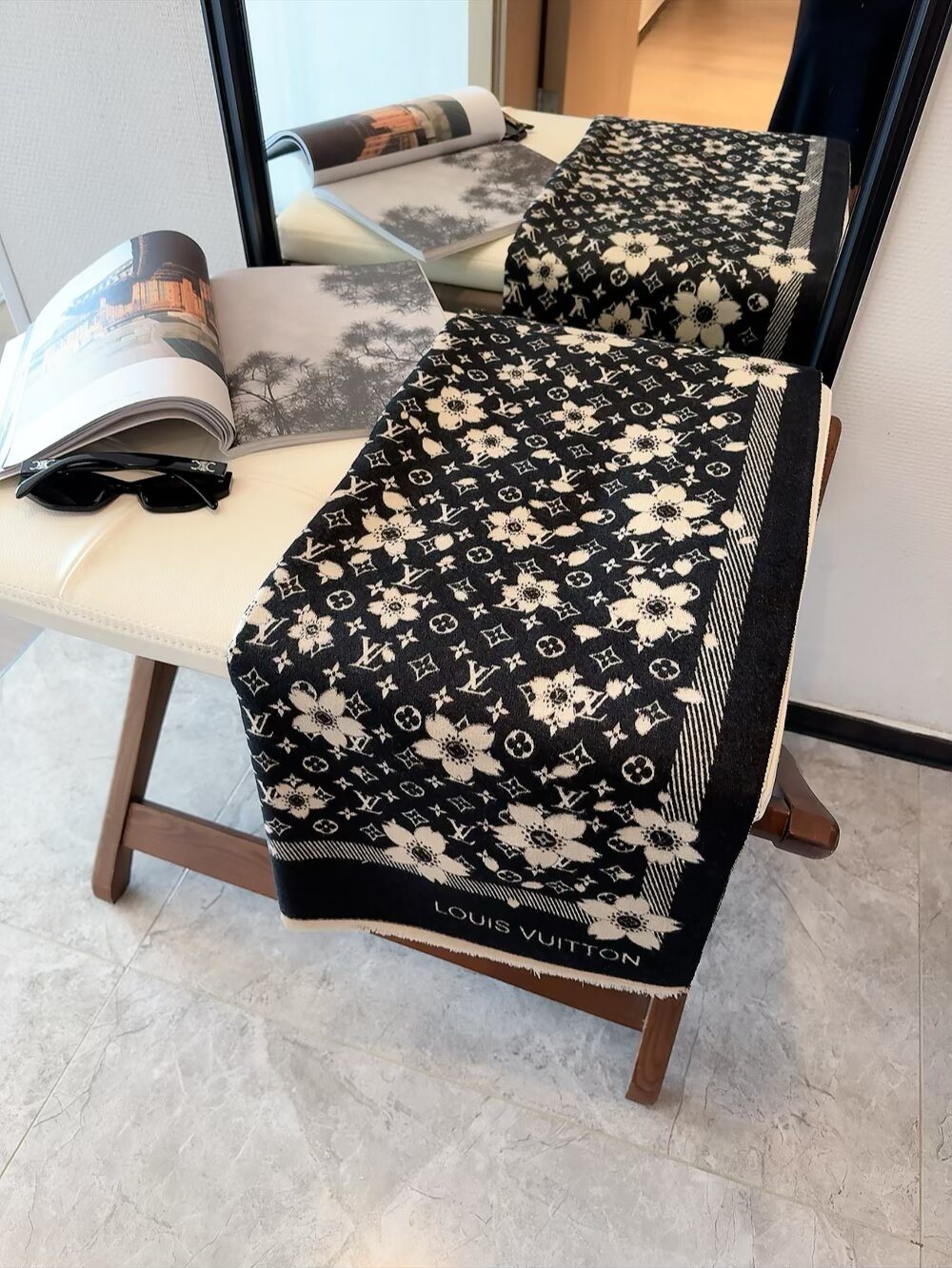 Louis Vuitton Floral Fringed Scarf — hero
