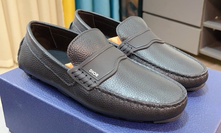 Dior Textured Moc-Toe Loafers — front