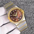 Omega Two Tone Silver Brown Dial Bracelet Watch — hero