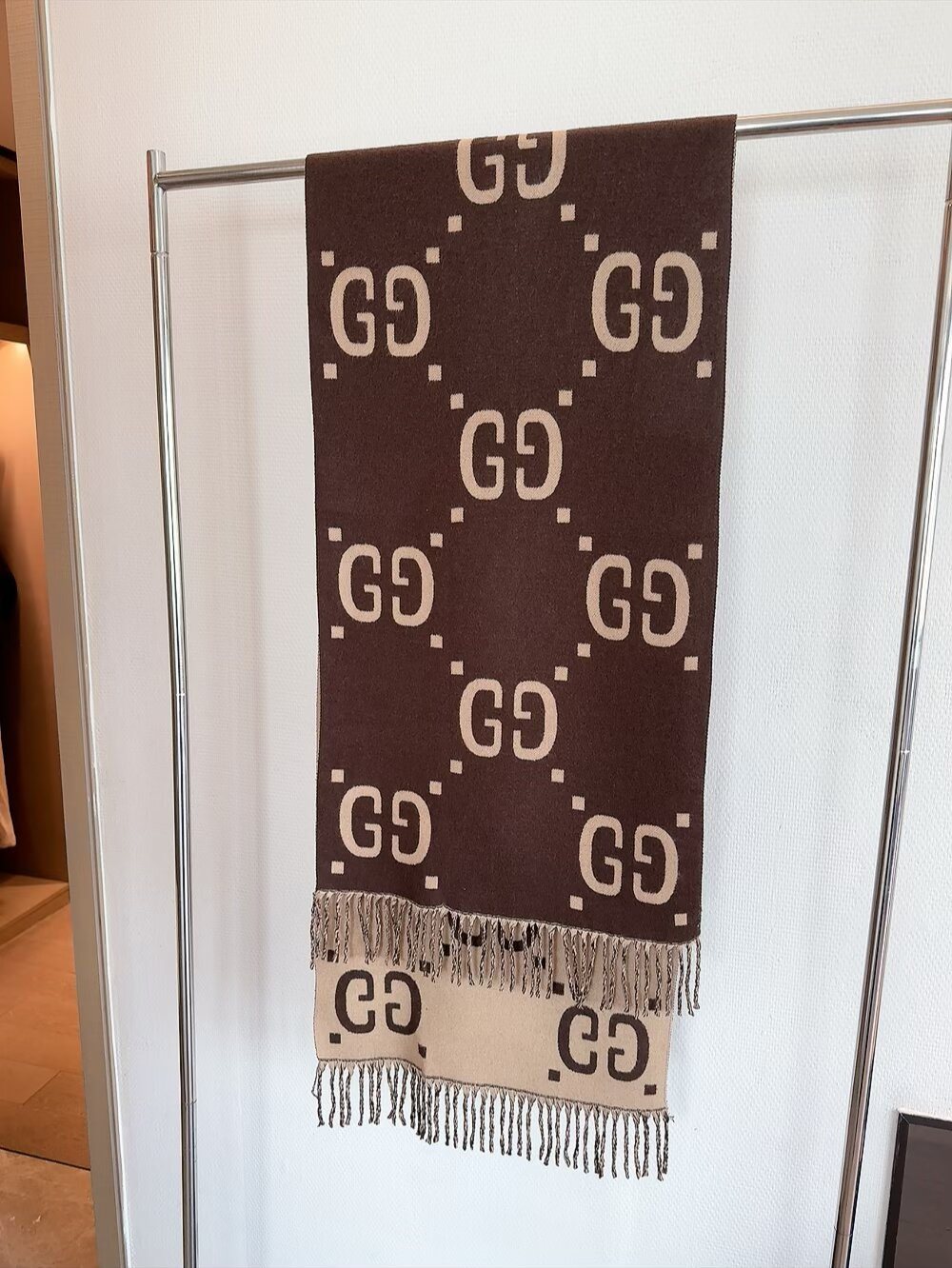 Gucci Reversible Fringed Scarf — front