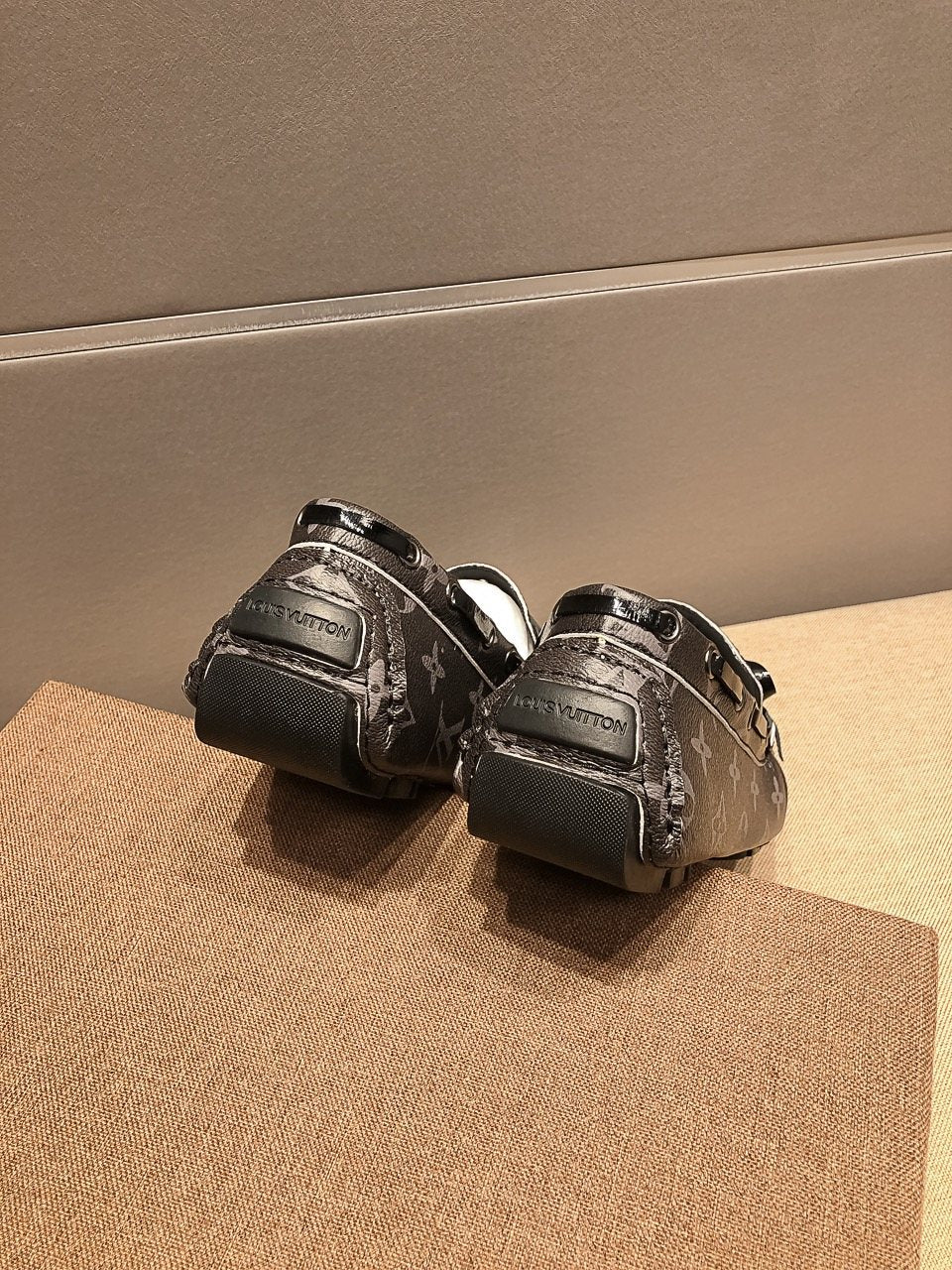 Louis Vuitton Dark Gray Monogram Bow Loafers — back