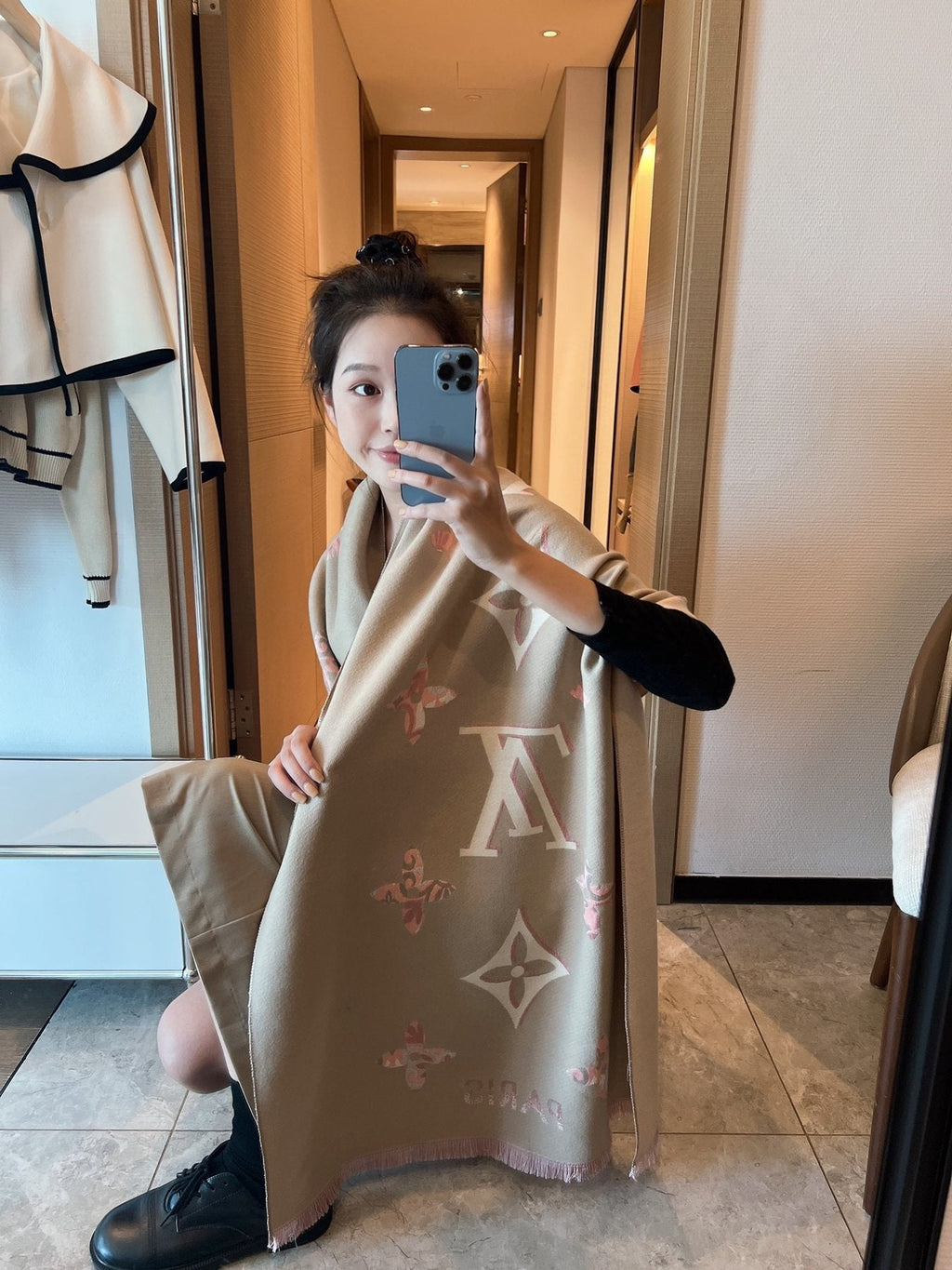 Louis Vuitton Monogram Floral Shawl — model