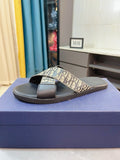 Dior Patterned Cross-Strap Slide Sandals — hero