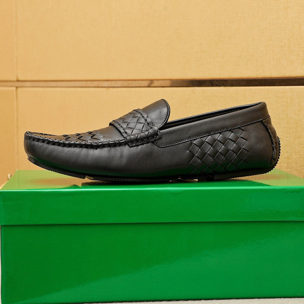 Bottega Veneta Black Woven Loafers — side