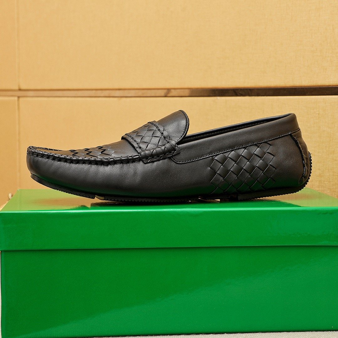 Bottega Veneta Black Woven Loafers — side