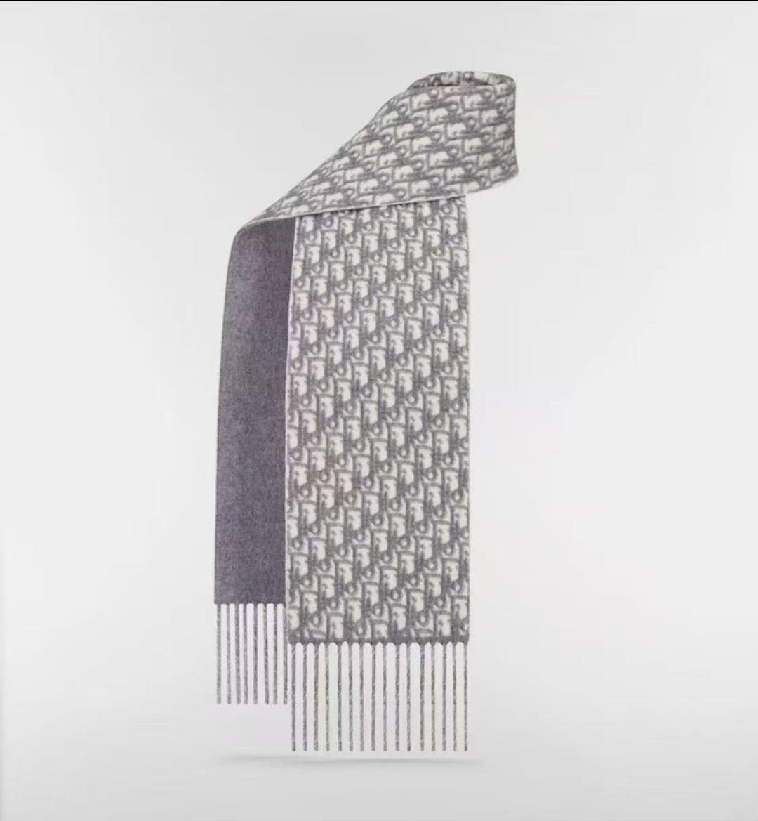 Fringed Patterned Scarf — front