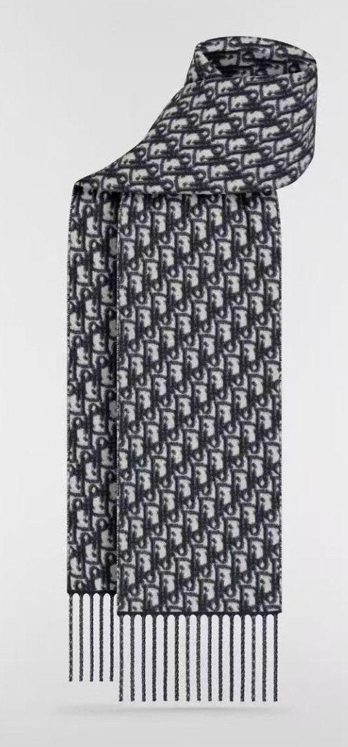 Fringed Patterned Scarf — front
