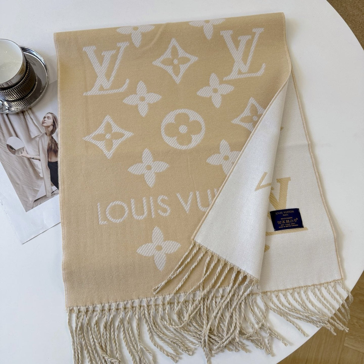 Louis Vuitton Reversible Fringed Scarf — front