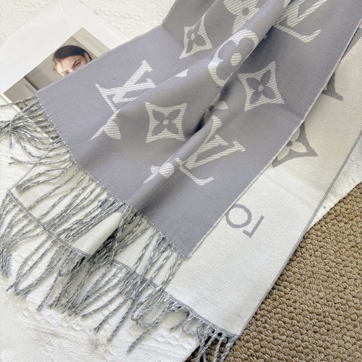 Louis Vuitton Reversible Fringed Scarf — detail