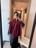 GIVENCHY Burgundy Geometric Fringed Scarf — hero