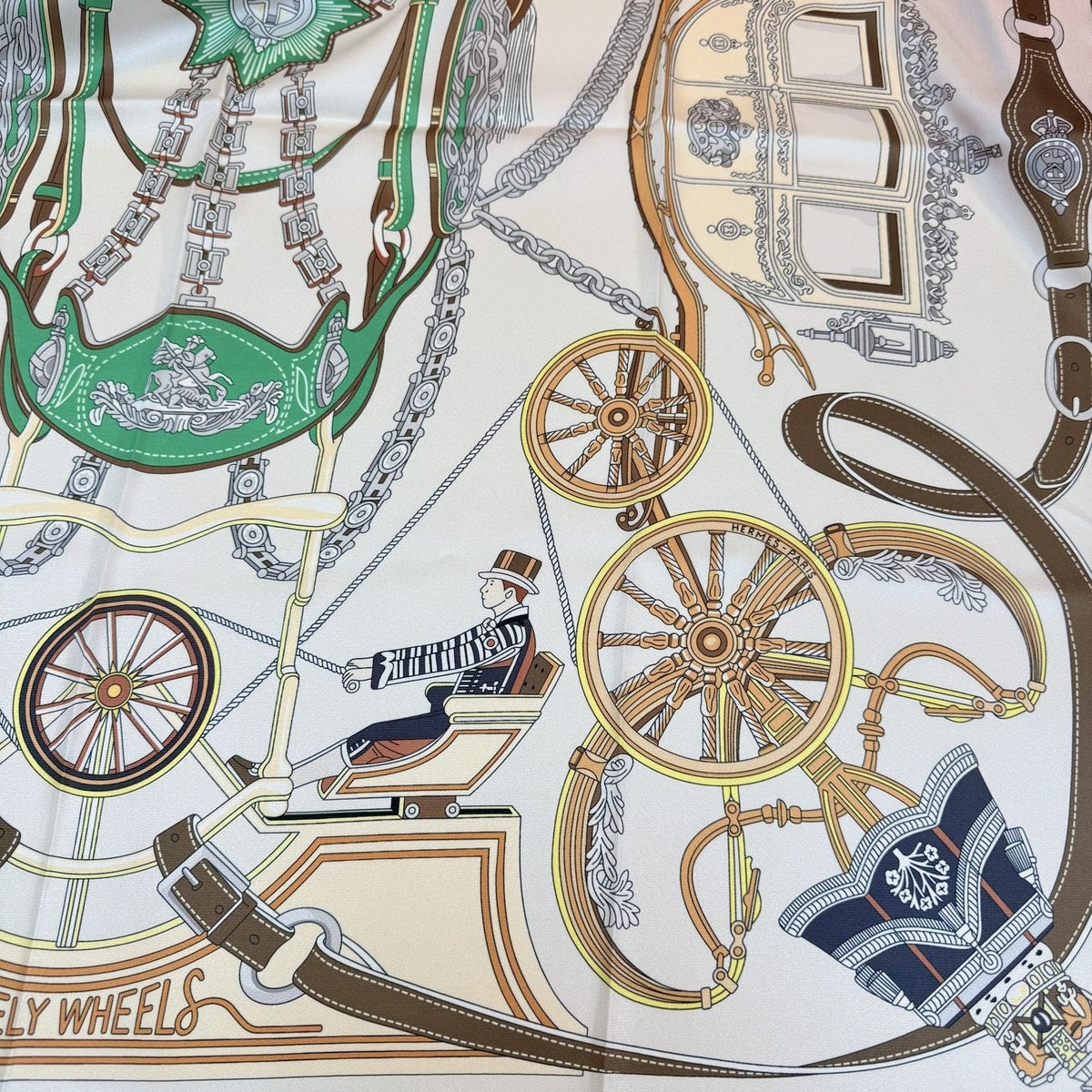 Hermès Carriage Print Silk Scarf — detail