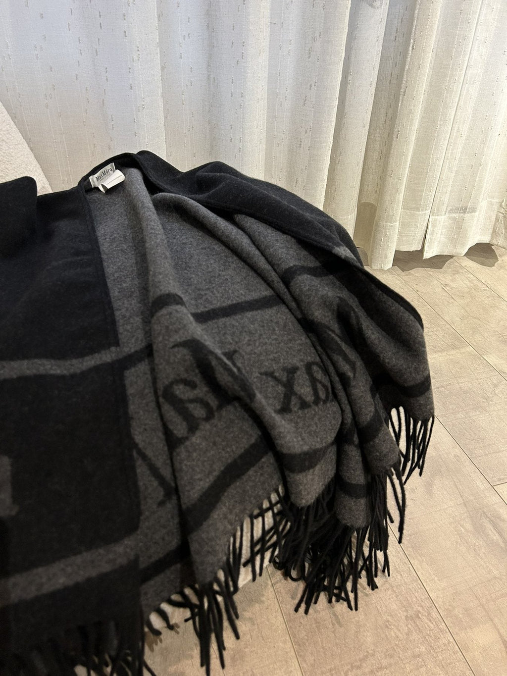 Max Mara Reversible Fringed Wrap Cape — detail