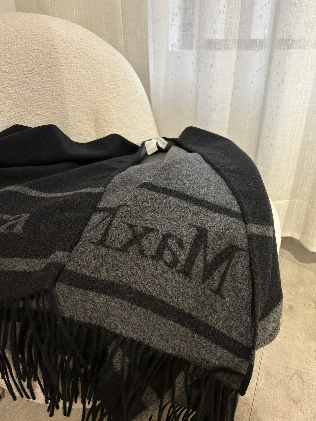 Max Mara Reversible Fringed Wrap Cape — detail
