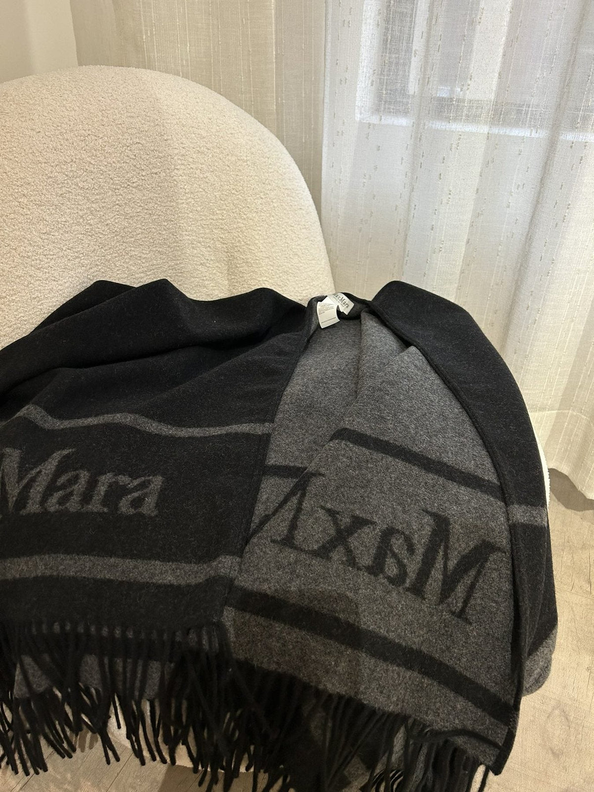 Max Mara Reversible Fringed Wrap Cape — detail
