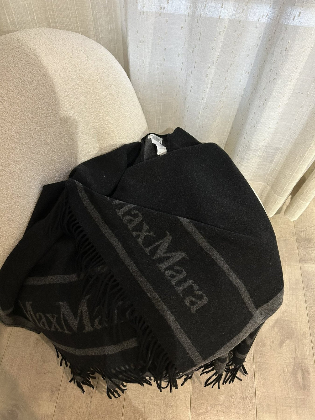 Max Mara Reversible Fringed Wrap Cape — side