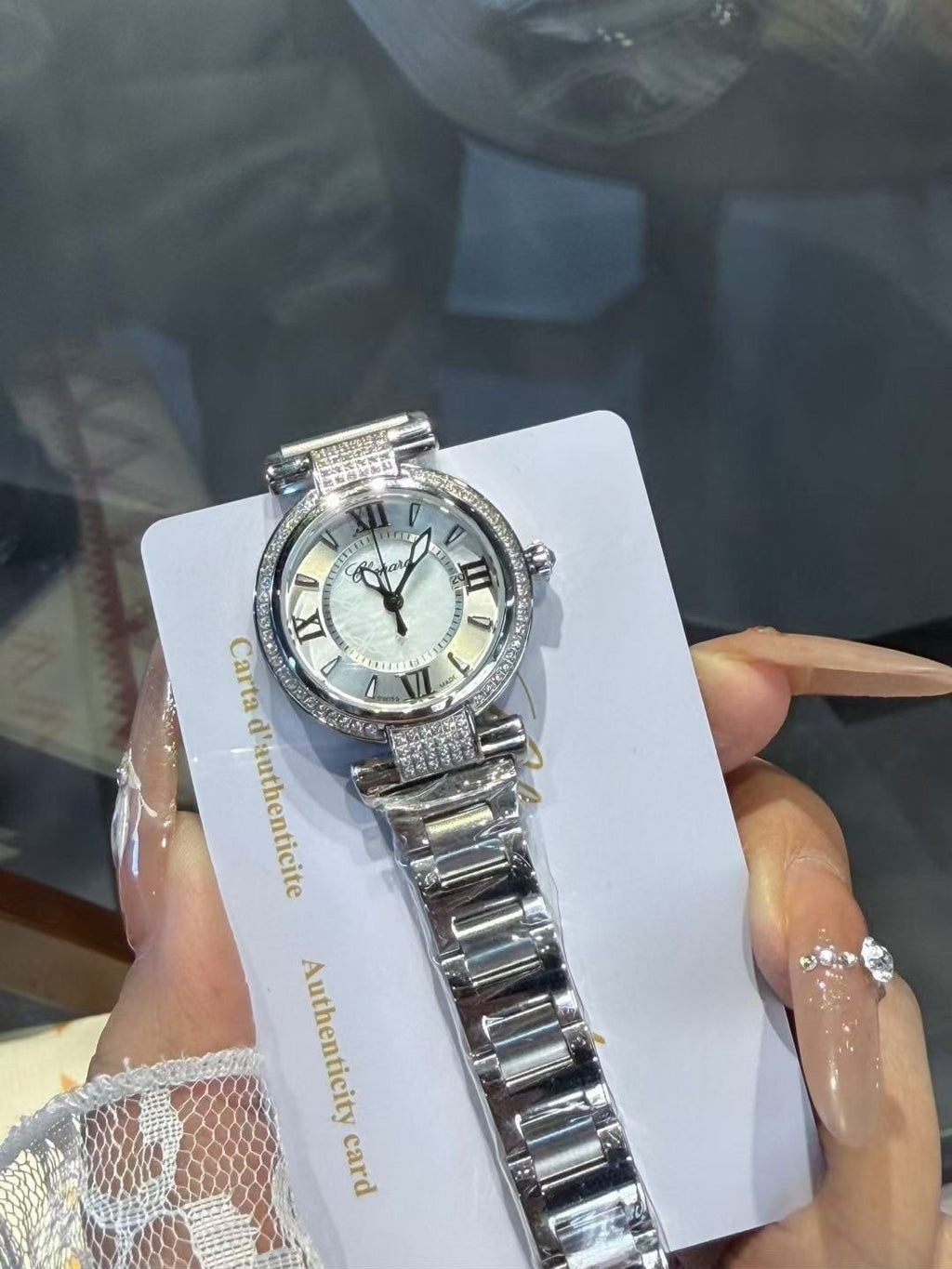 Chopard White Dial Crystal-Set Watch — front