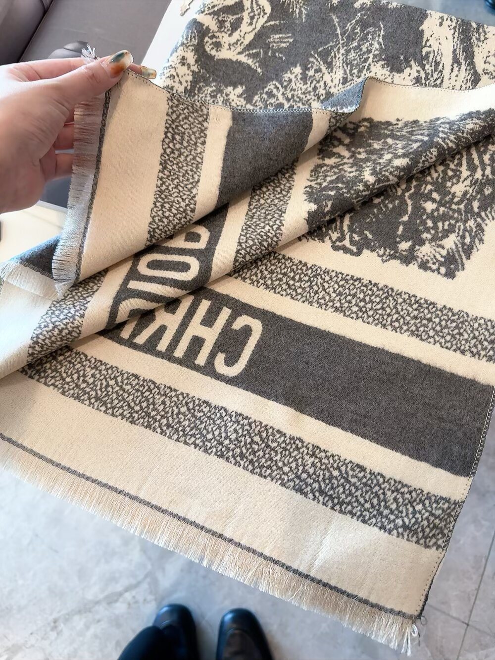 Dior Animal-Print Fringed Scarf — front