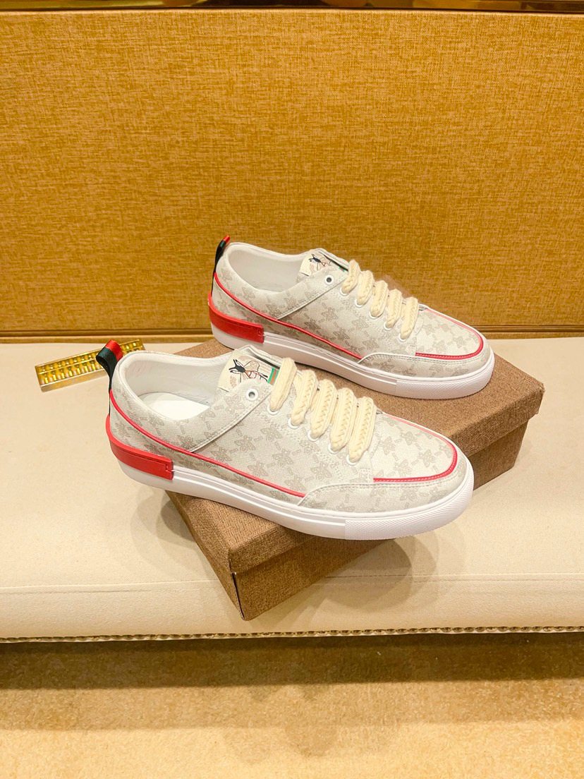 Cream Patterned Low-Top Sneakers — hero