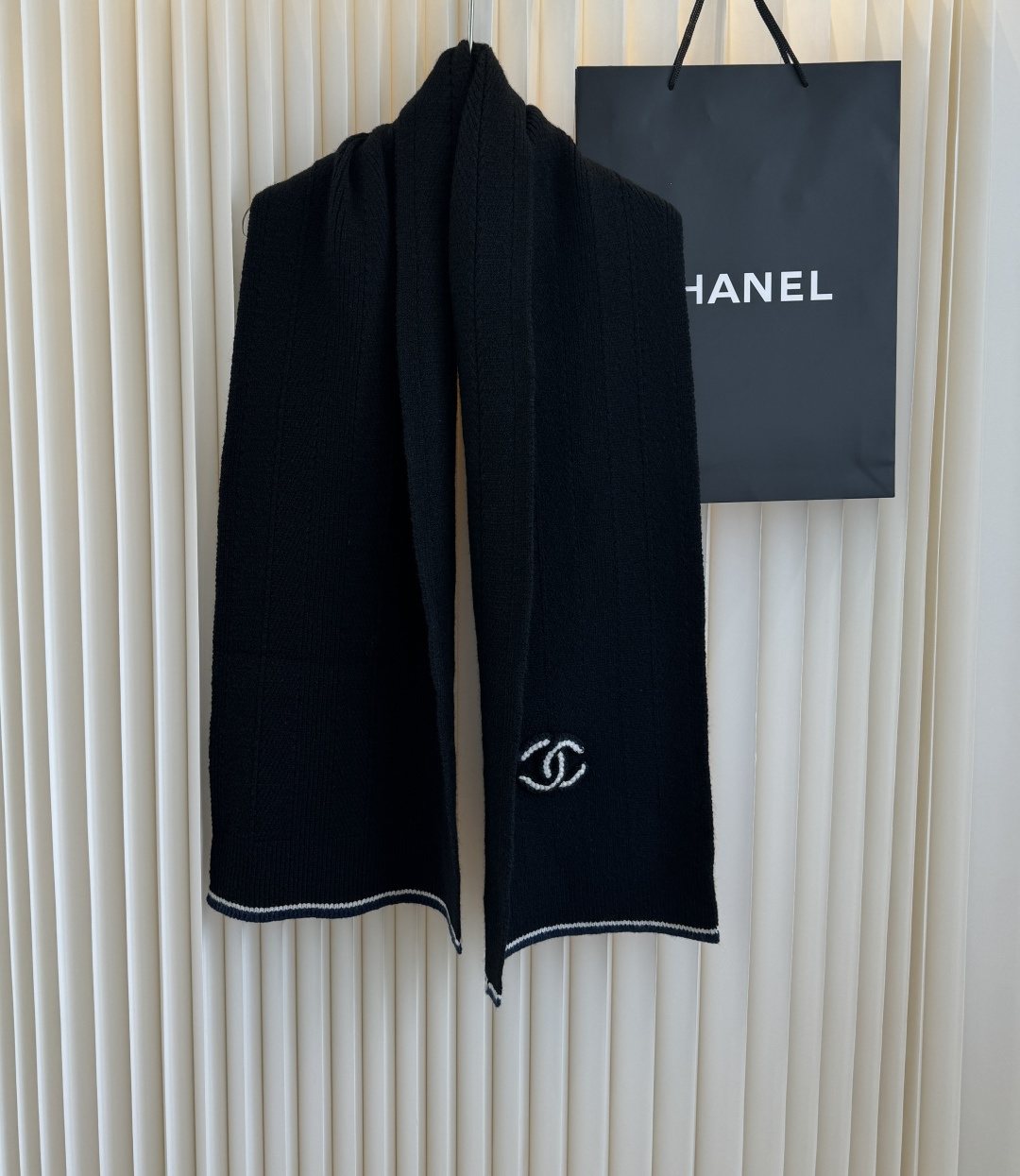 Chanel Embroidered Knitted Scarf — front