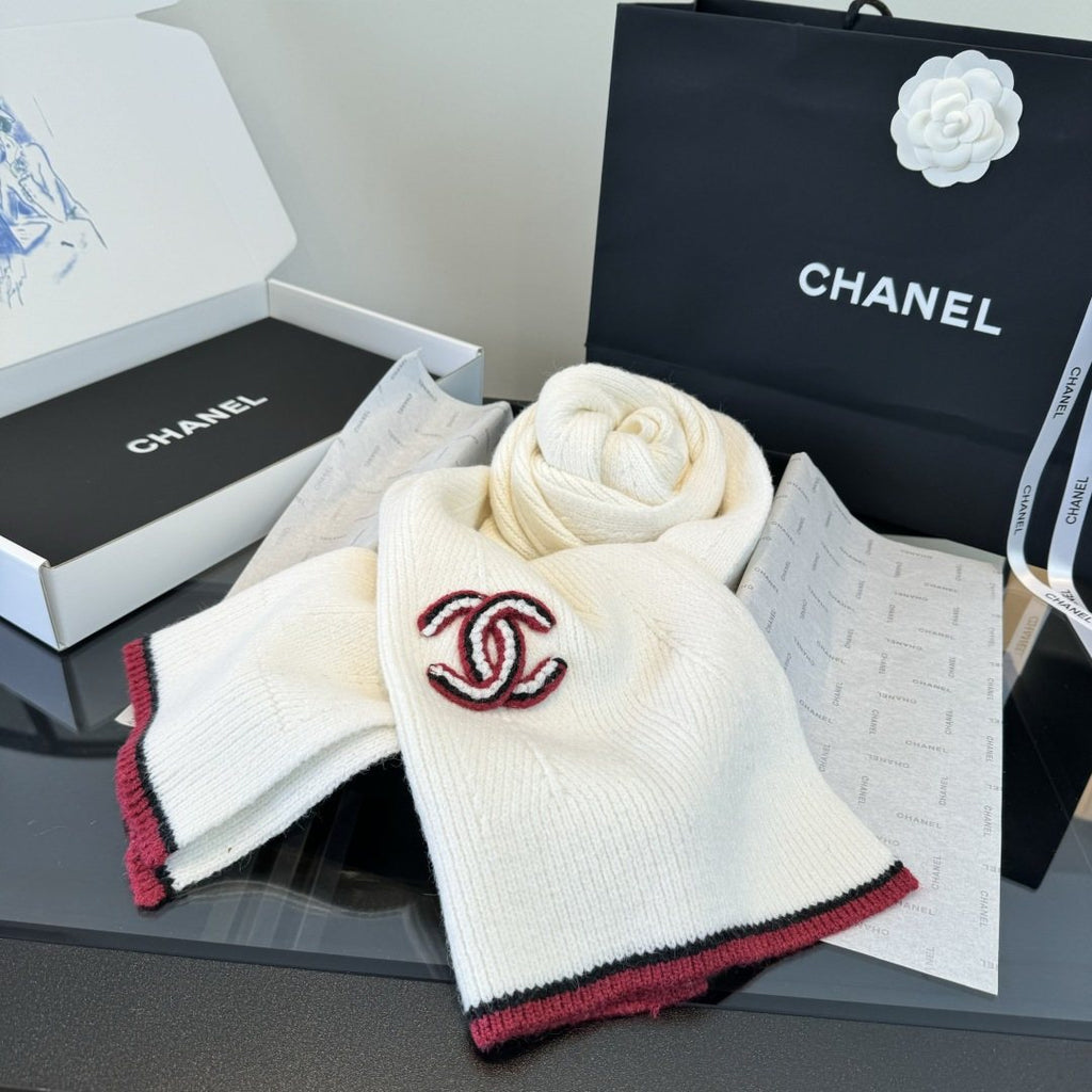 Chanel Embroidered Knitted Scarf — front