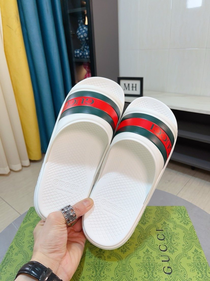 Gucci Striped Slide Sandals — front
