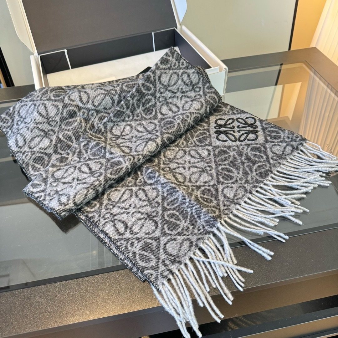Loewe Patterned Fringed Scarf — front