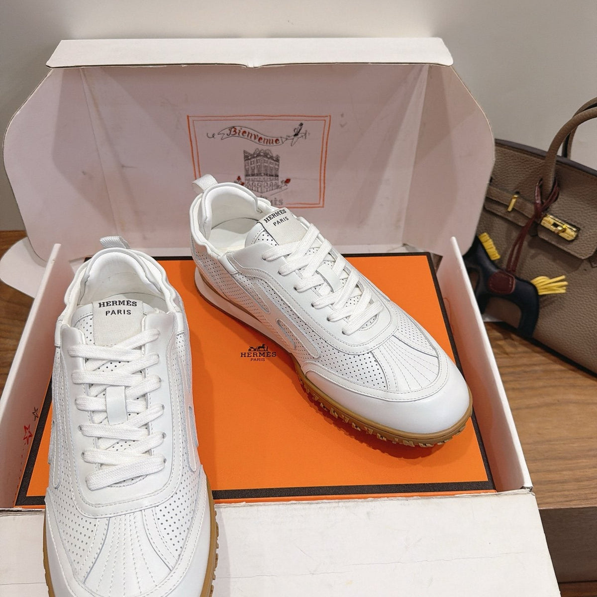 Hermès Contrast-Panel Low-Top Sneakers — front