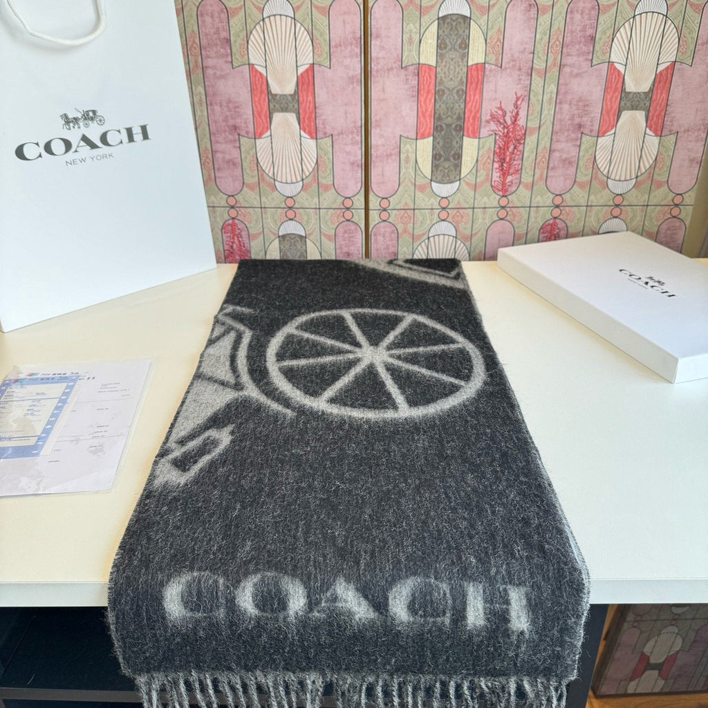 Coach Logo Fringed Wool Scarf — hero