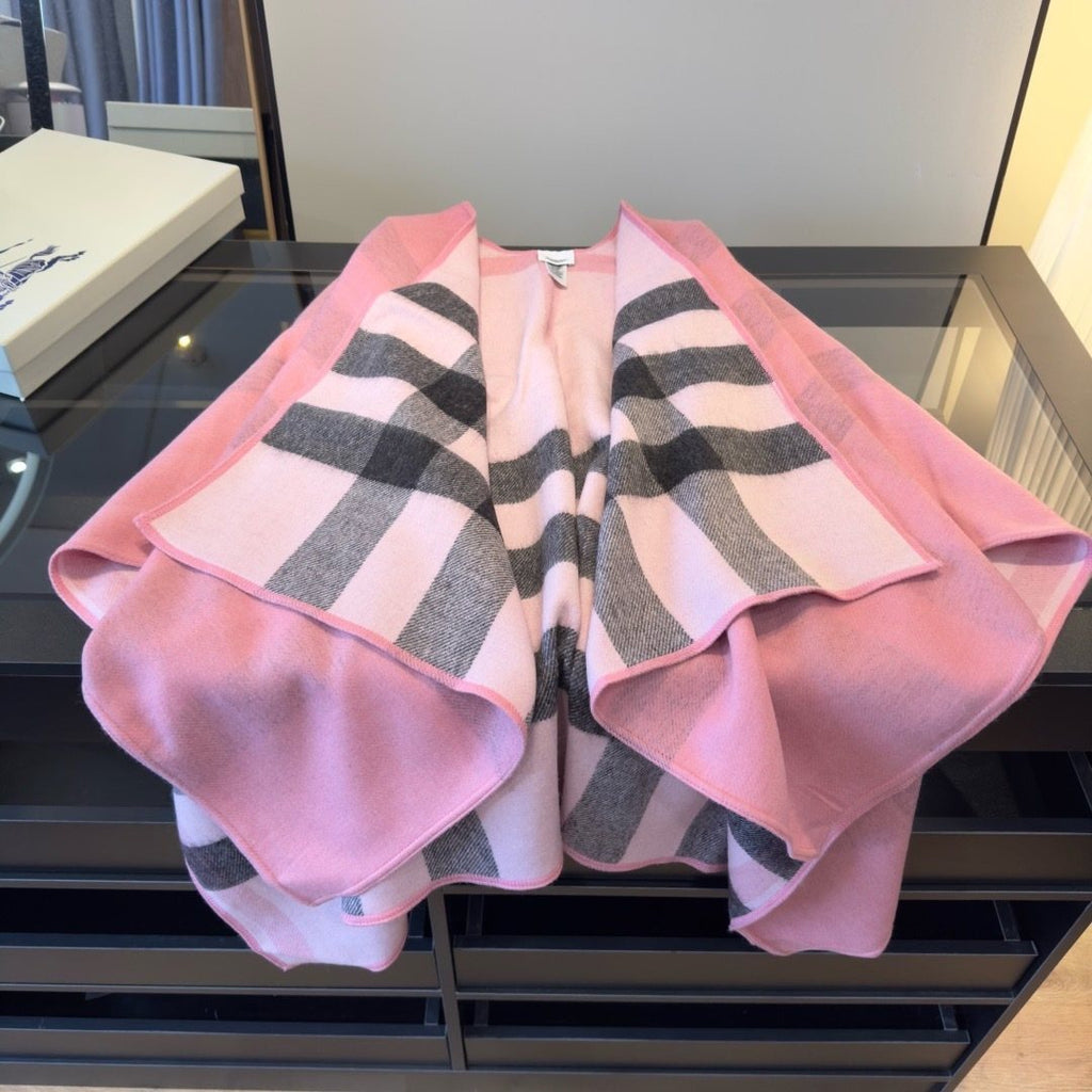 Burberry Reversible Plaid Cape Shawl — front