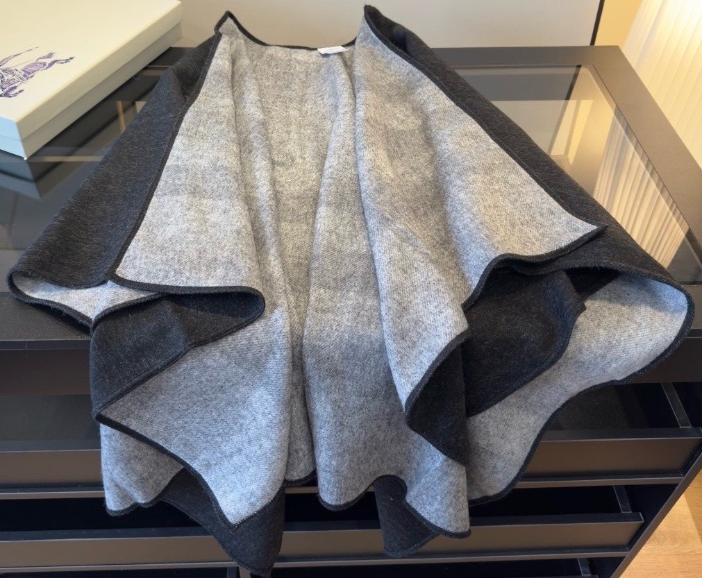 Burberry Reversible Plaid Cape Shawl — front