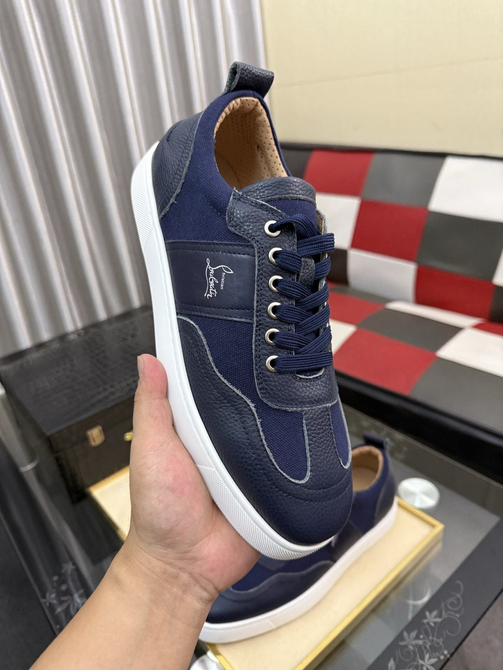 Christian Louboutin Script-Accent Low-Top Sneakers — side