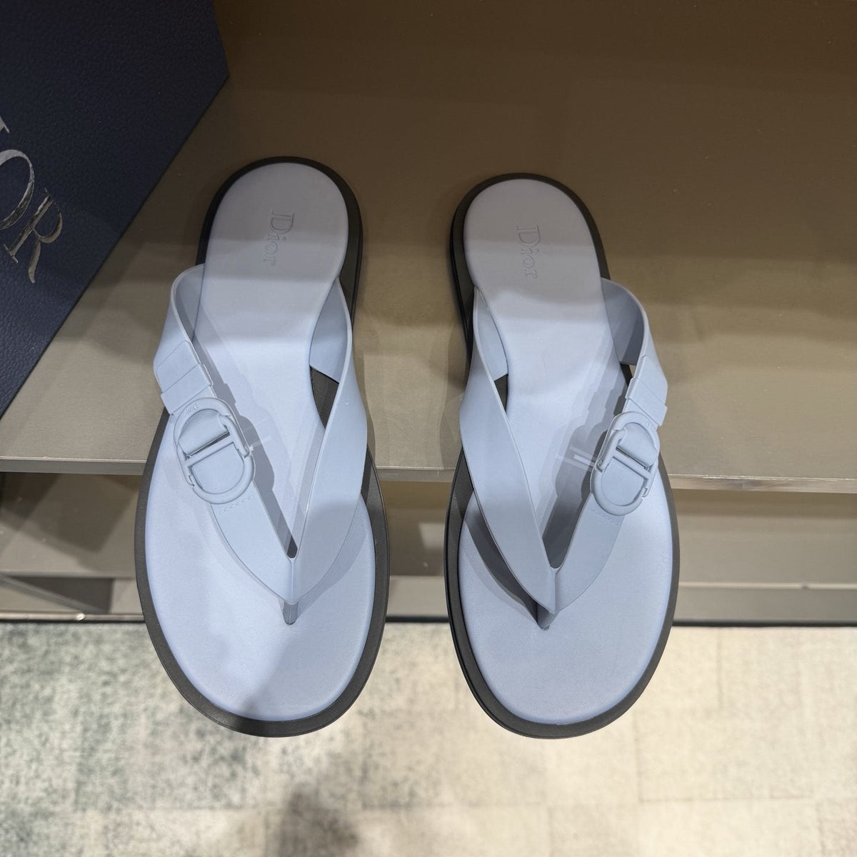 Dior Rivage Buckle Thong Sandals — front