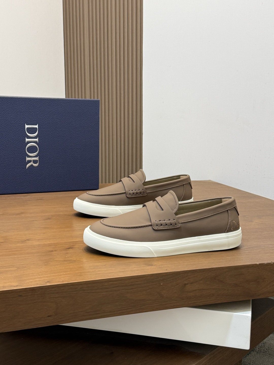 Dior Leather Strap Slip-On Shoes — front