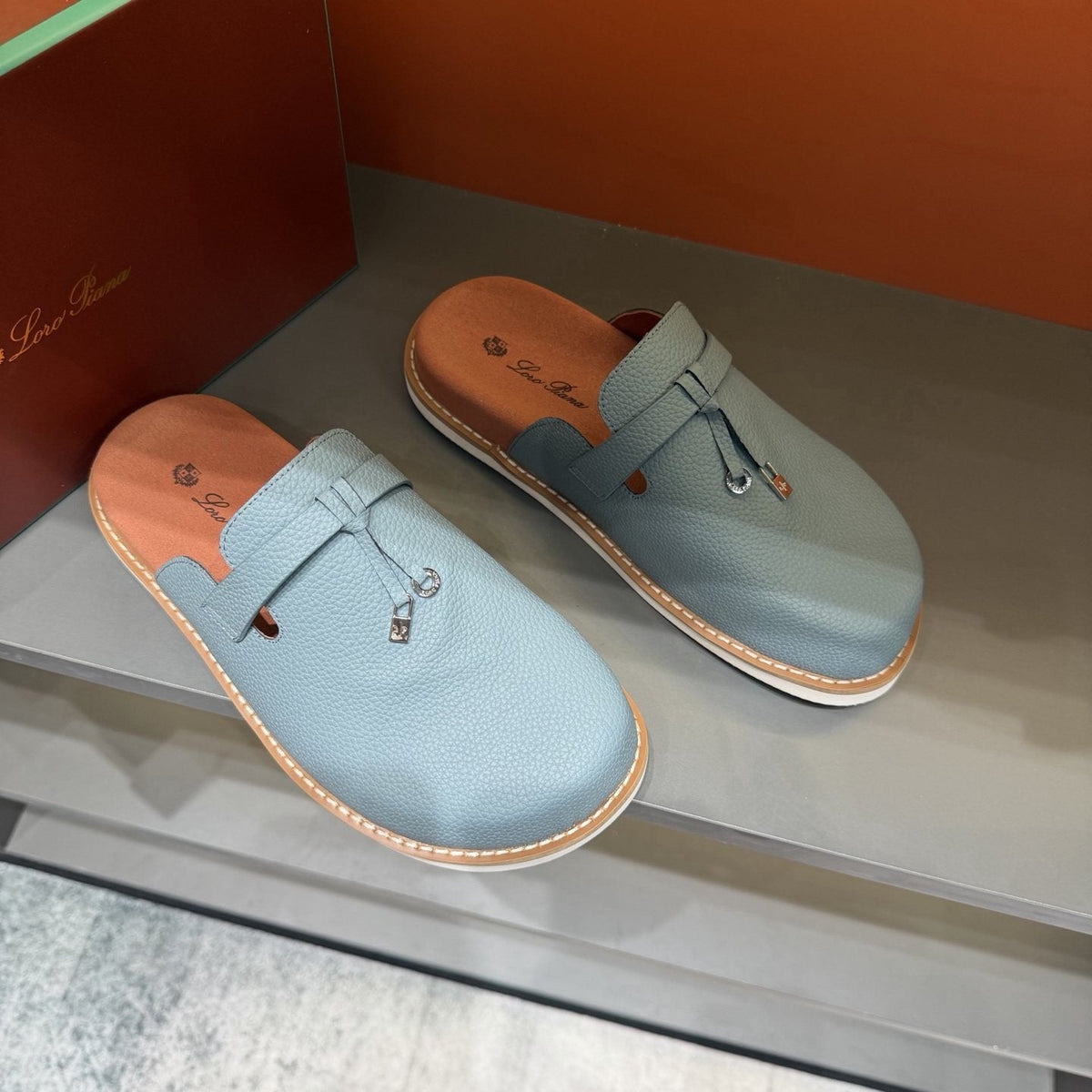 Textured Loafer Mule Shoes — front