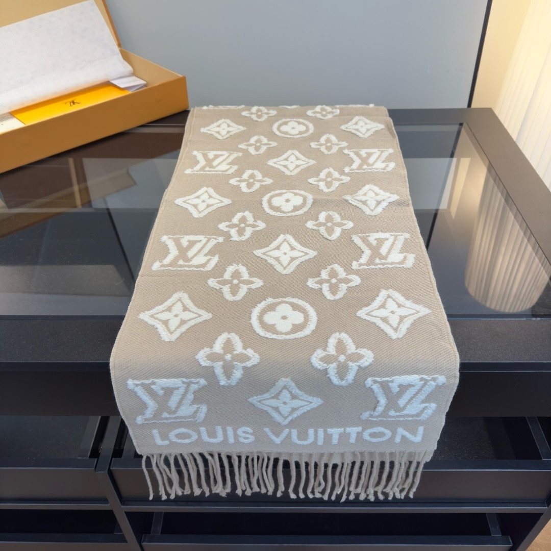 Louis Vuitton Fringed Monogram-Style Scarf — front