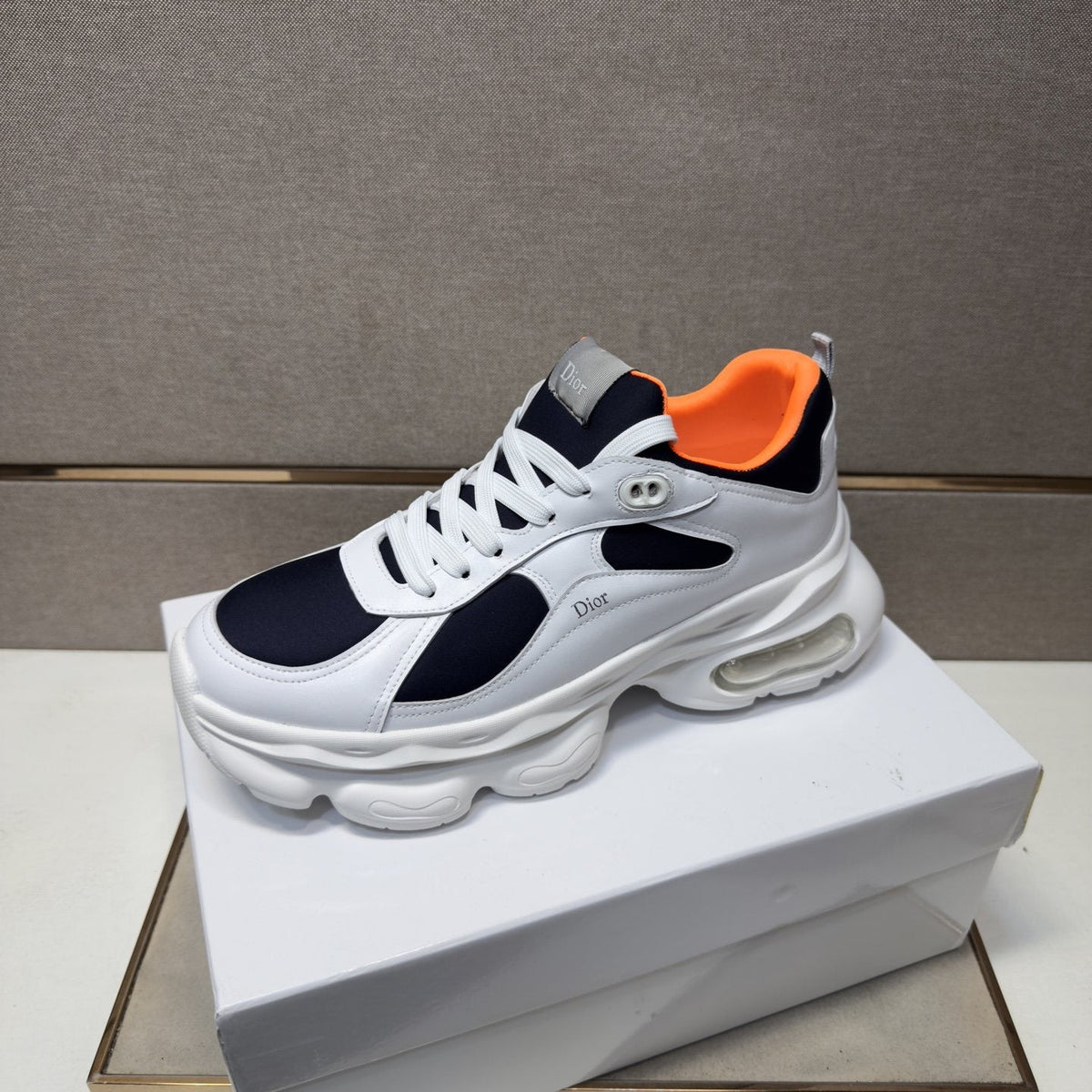Dior Navy Blue, Black and Green Low-Top Sneakers — front