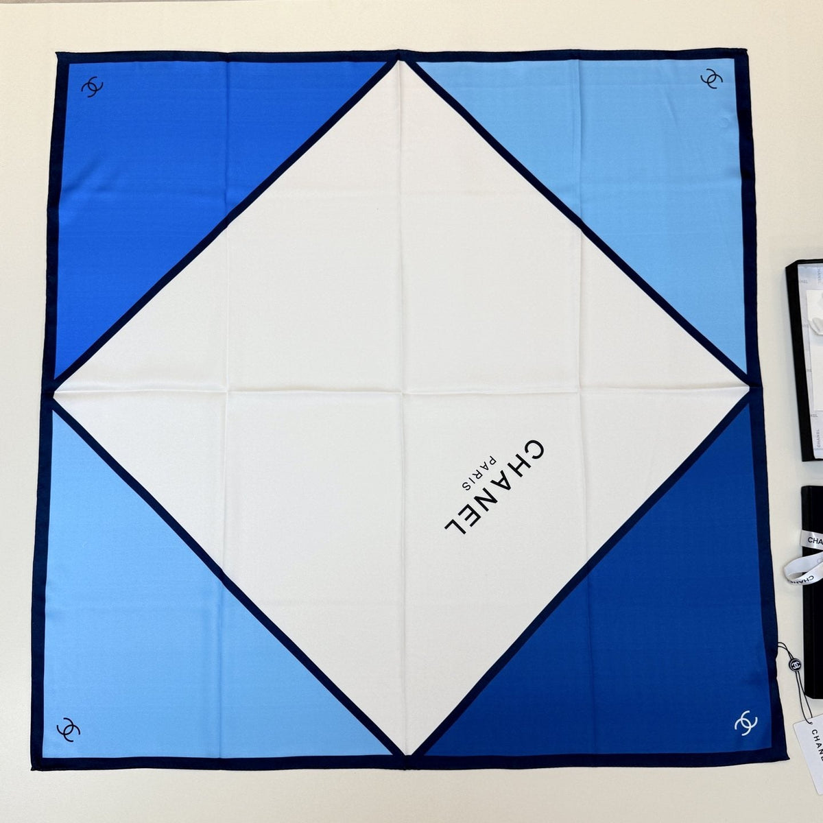 Chanel Blue Color-Block Square Scarf — hero