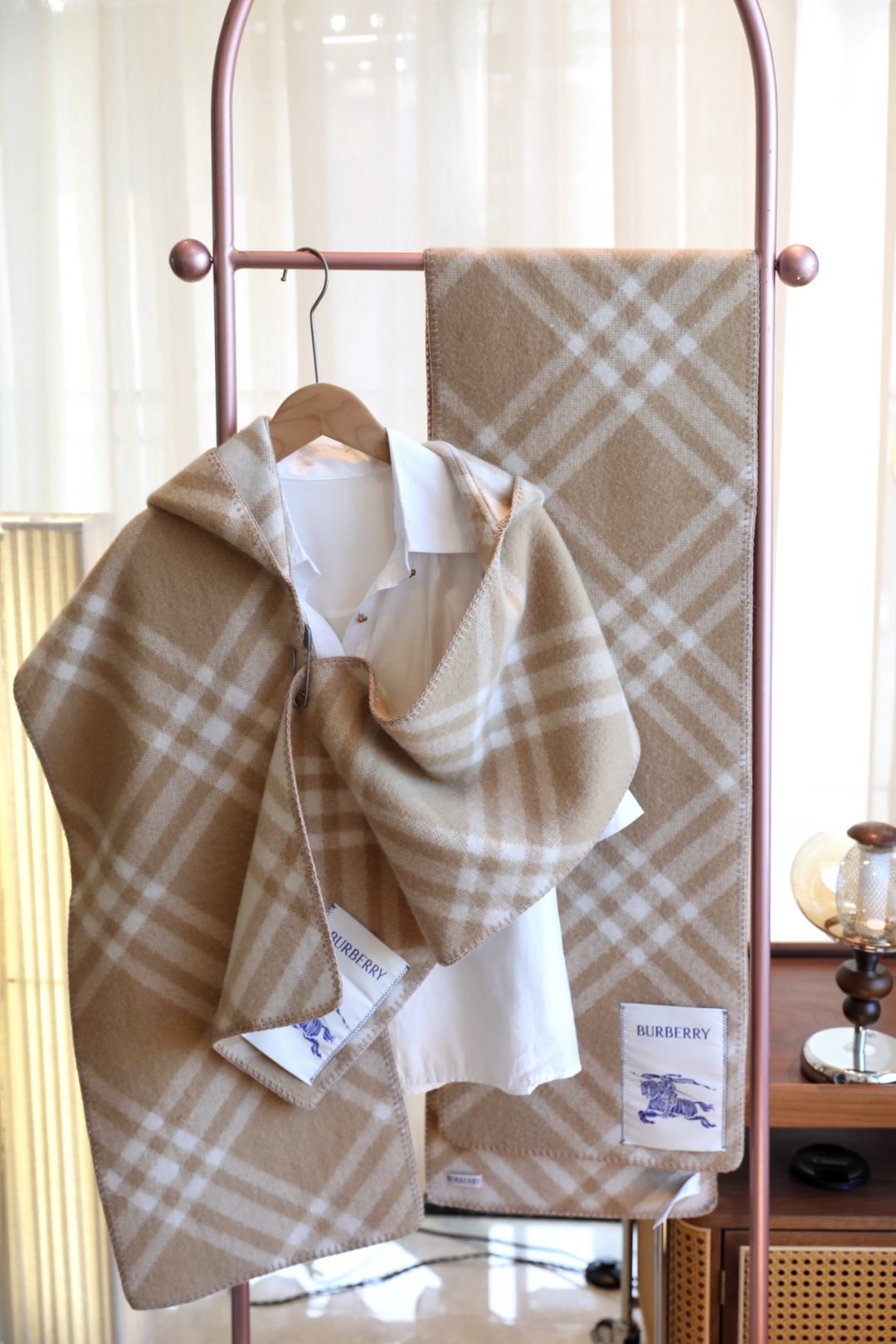 Burberry Plaid Hooded Scarf — front
