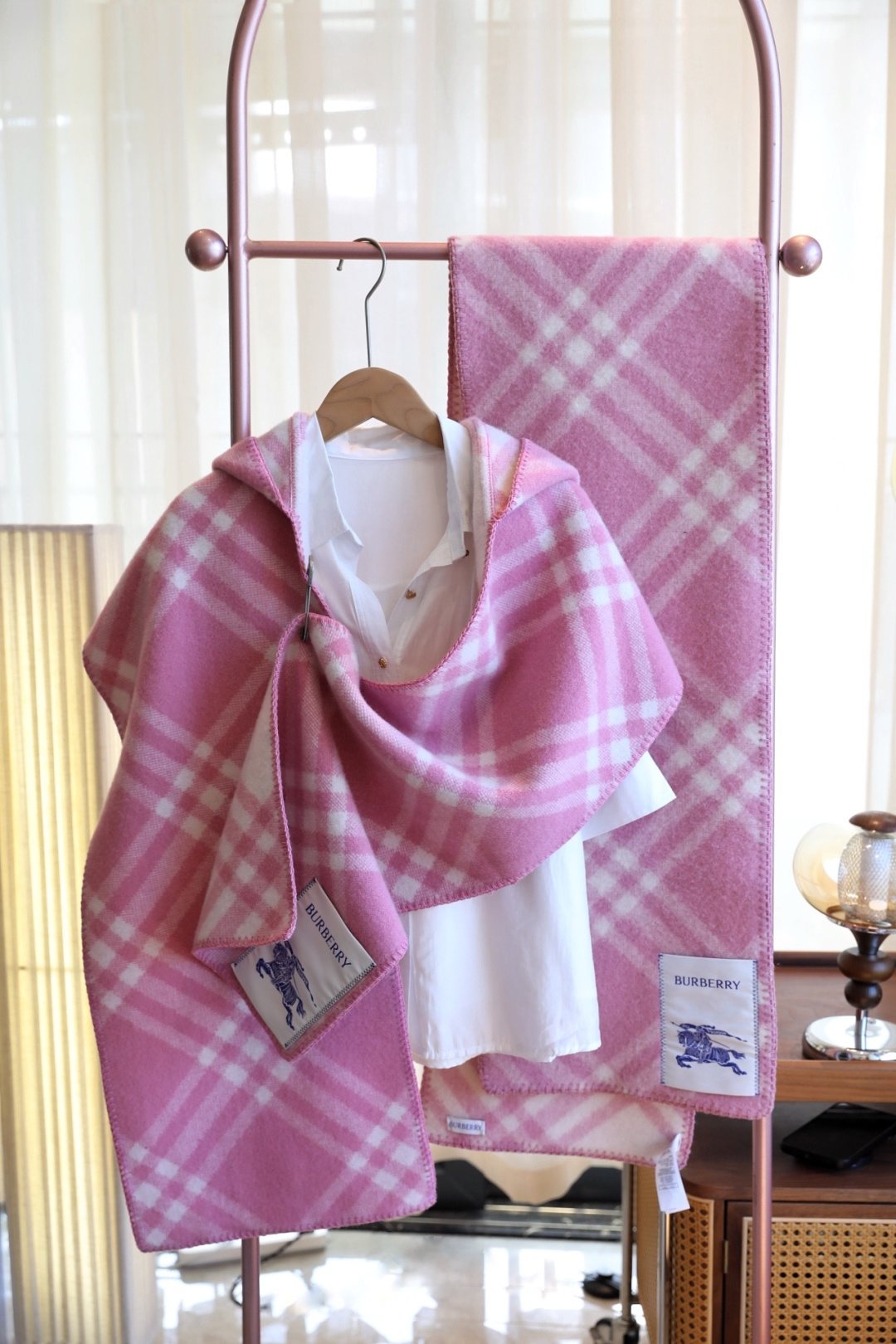 Burberry Plaid Hooded Scarf — front