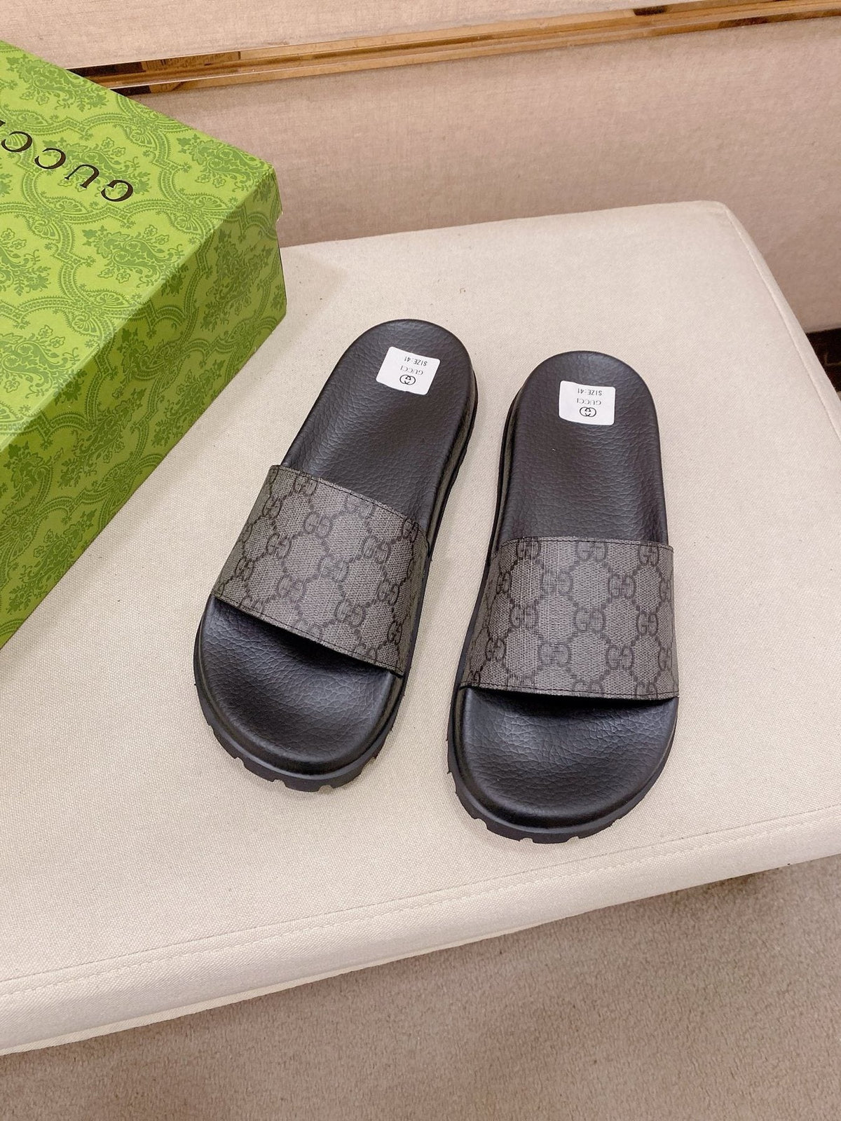 Gucci Graphic Strap Slide Sandals — front