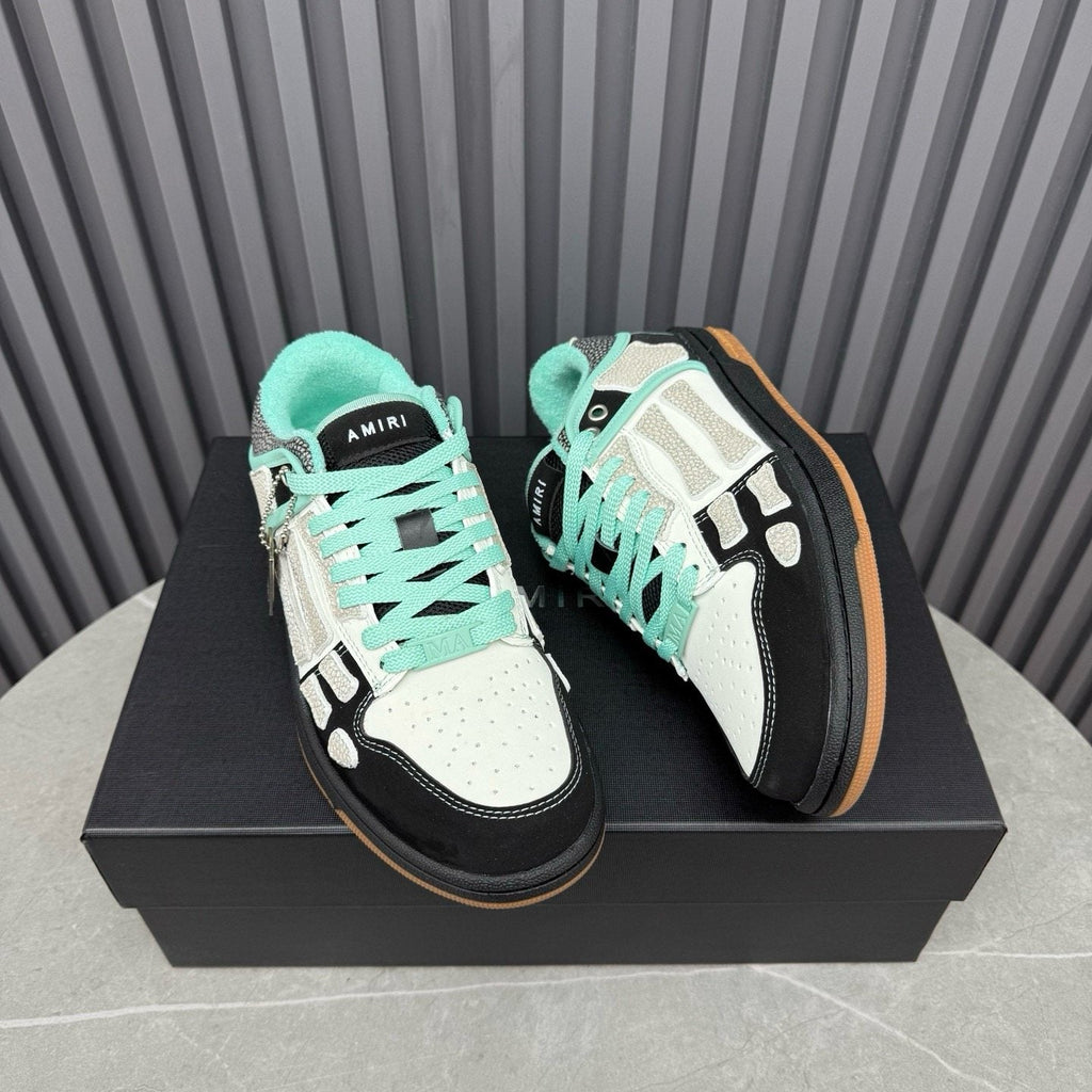 AMIRI Mint Green Paneled Low-Top Sneakers — front