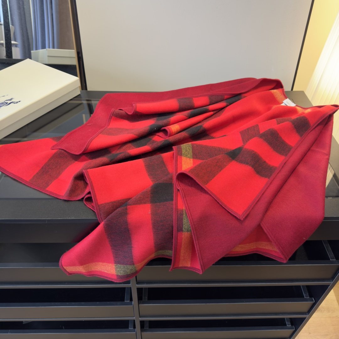 Burberry Reversible Plaid Cape Wrap — front