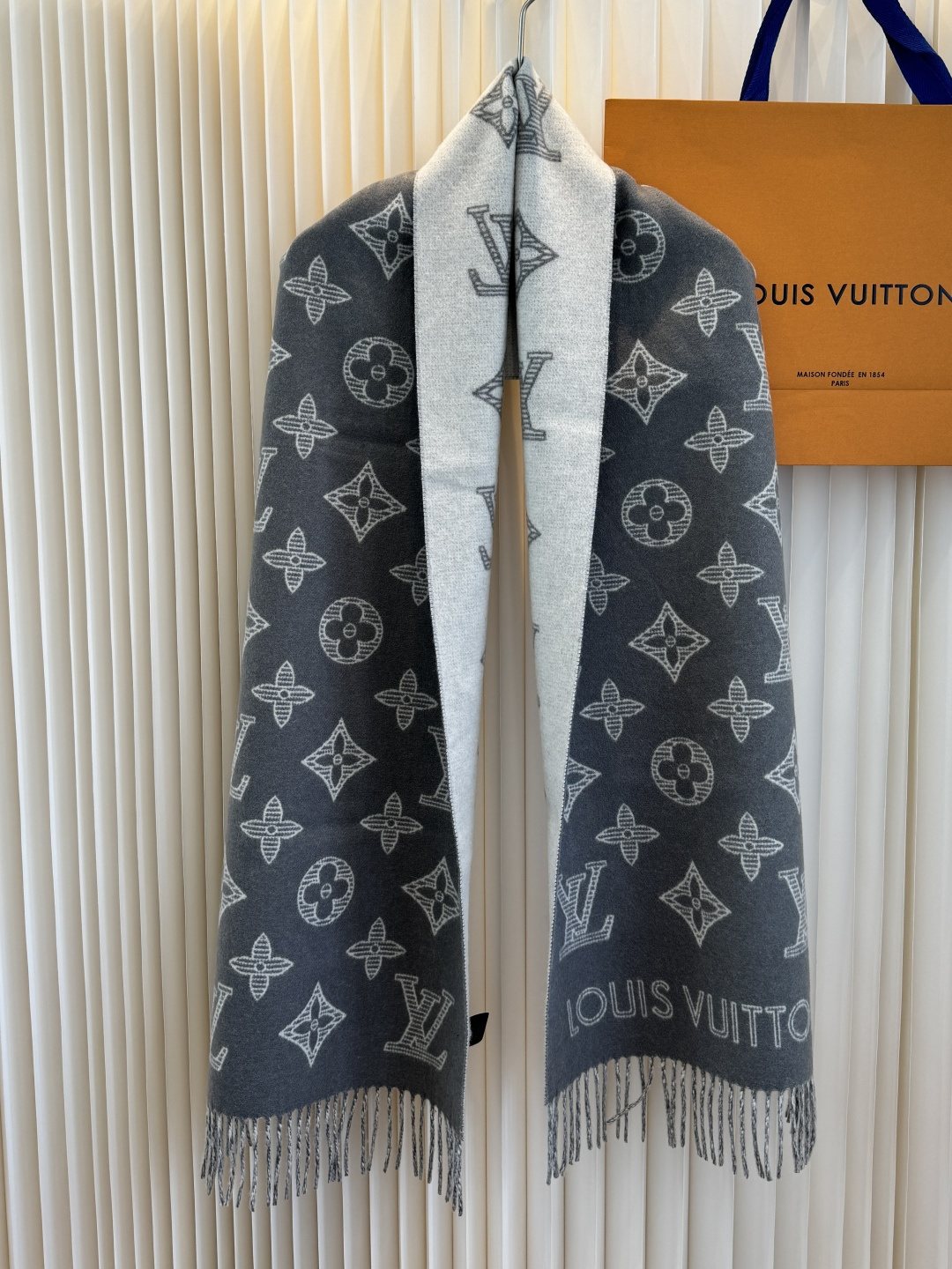 Louis Vuitton Reversible Fringed Scarf — front