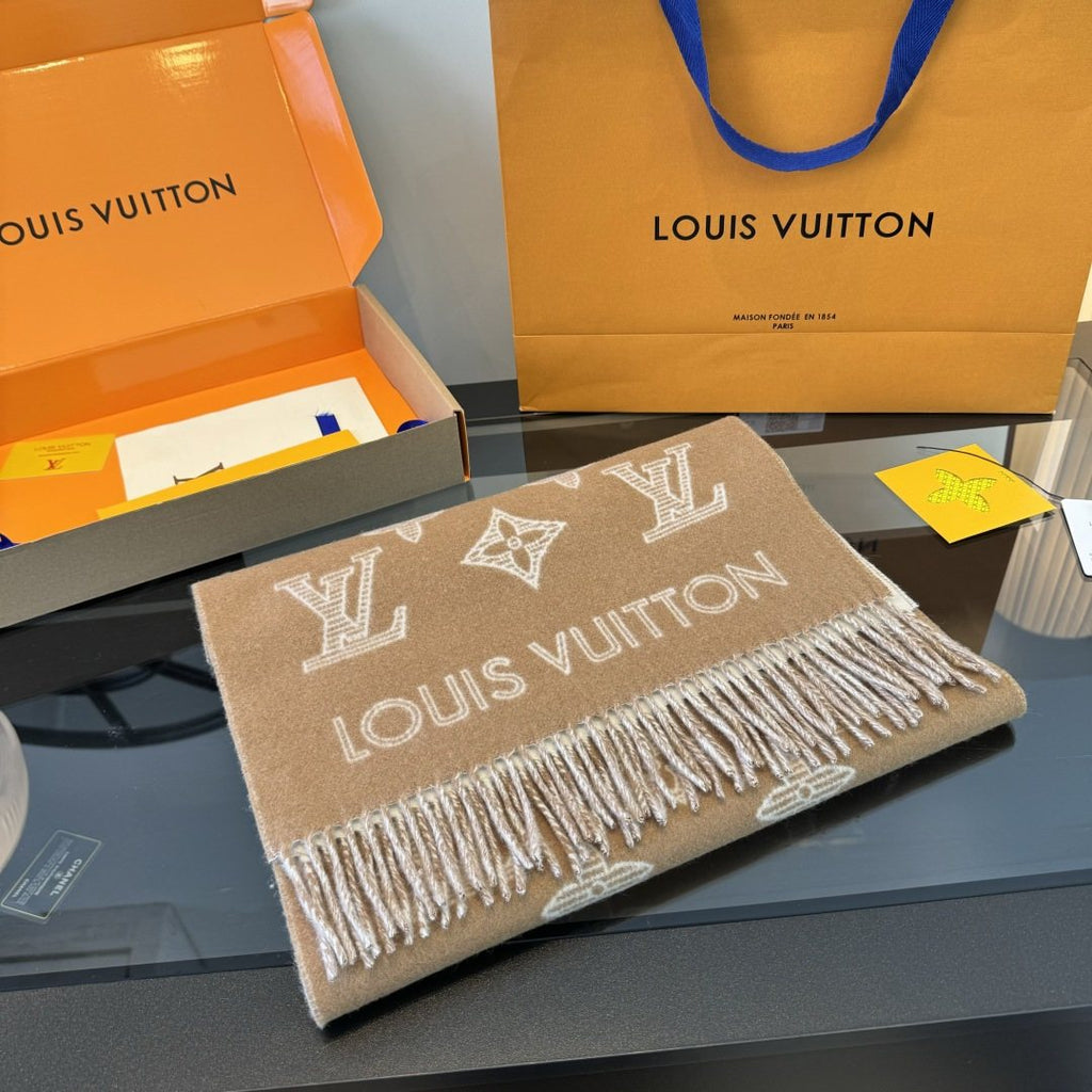 Louis Vuitton Reversible Fringed Scarf — front