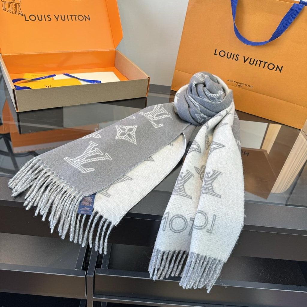 Louis Vuitton Reversible Fringed Scarf — side