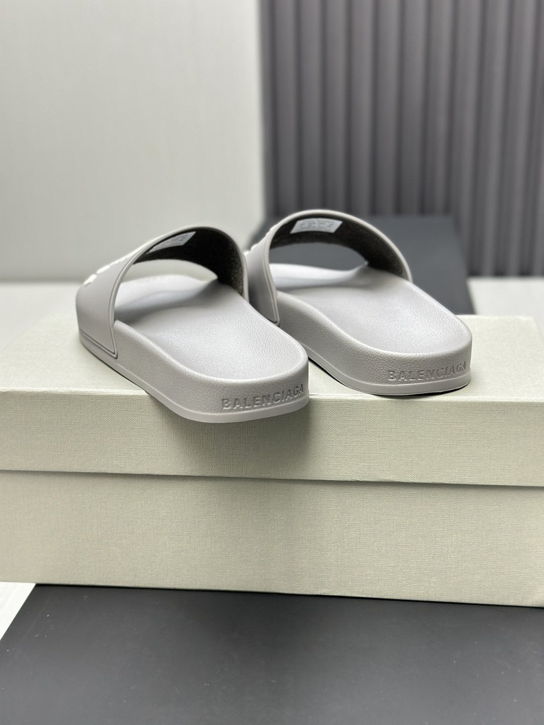 Balenciaga Logo Strap Slide Sandals — front