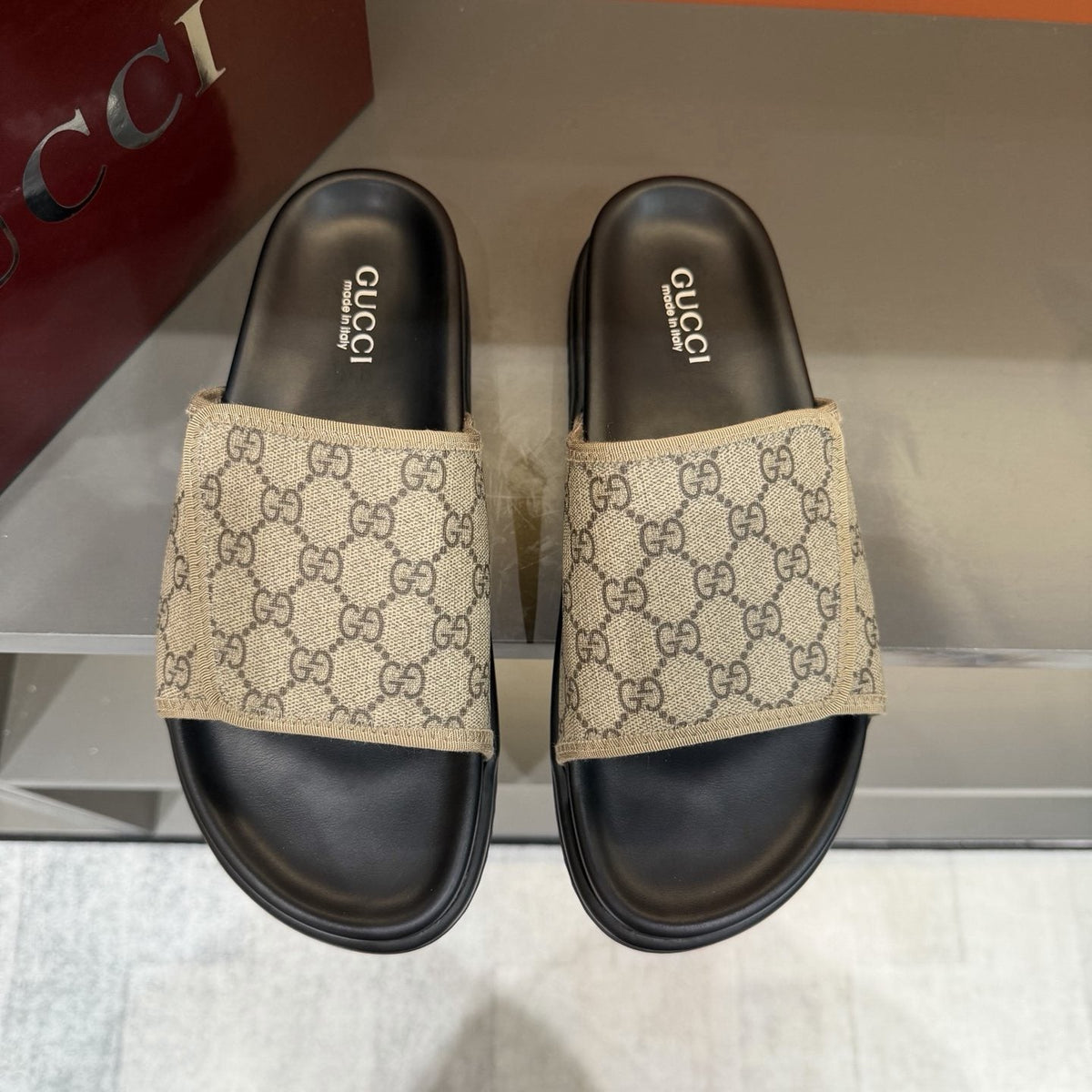 Gucci Monogram Slide Sandals — front