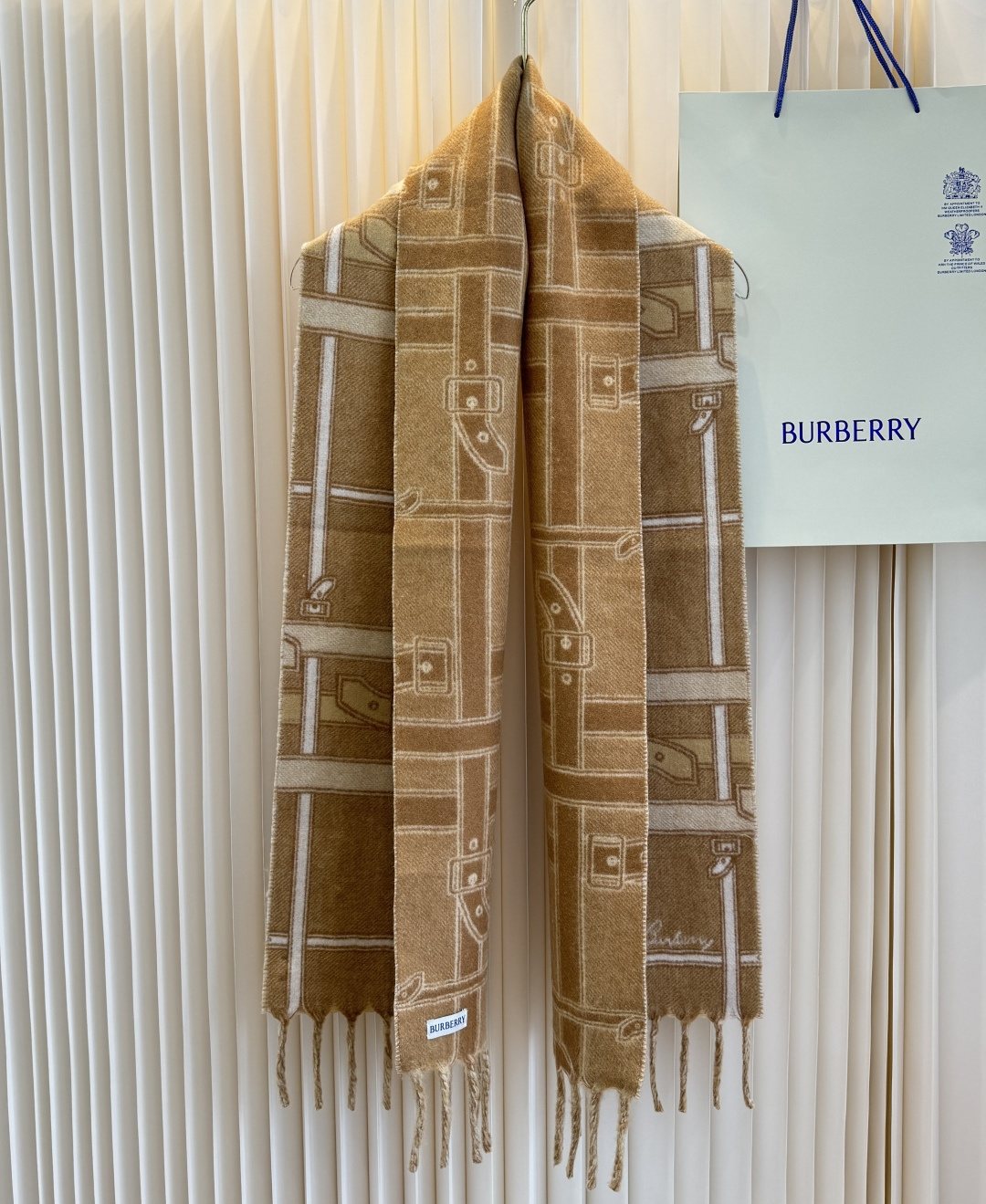 Burberry Reversible Cashmere Fringe Scarf — front