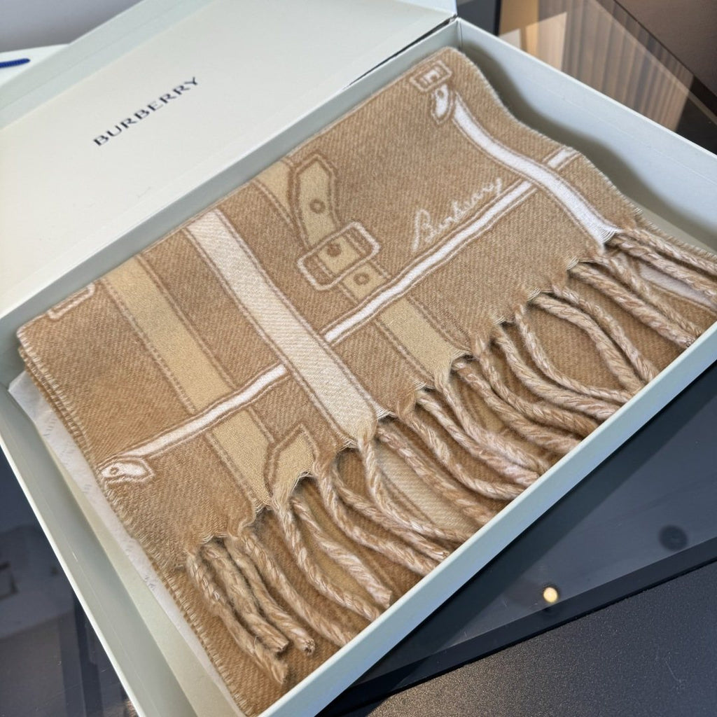 Burberry Reversible Cashmere Fringe Scarf — side